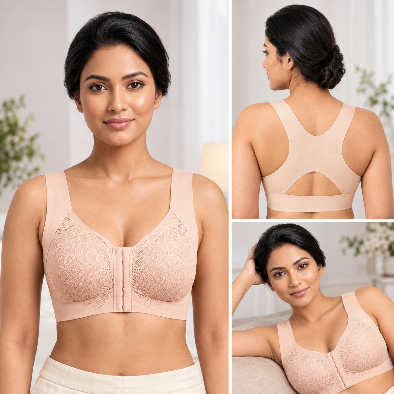 Girl Anime Butterfly Bra Model Beige