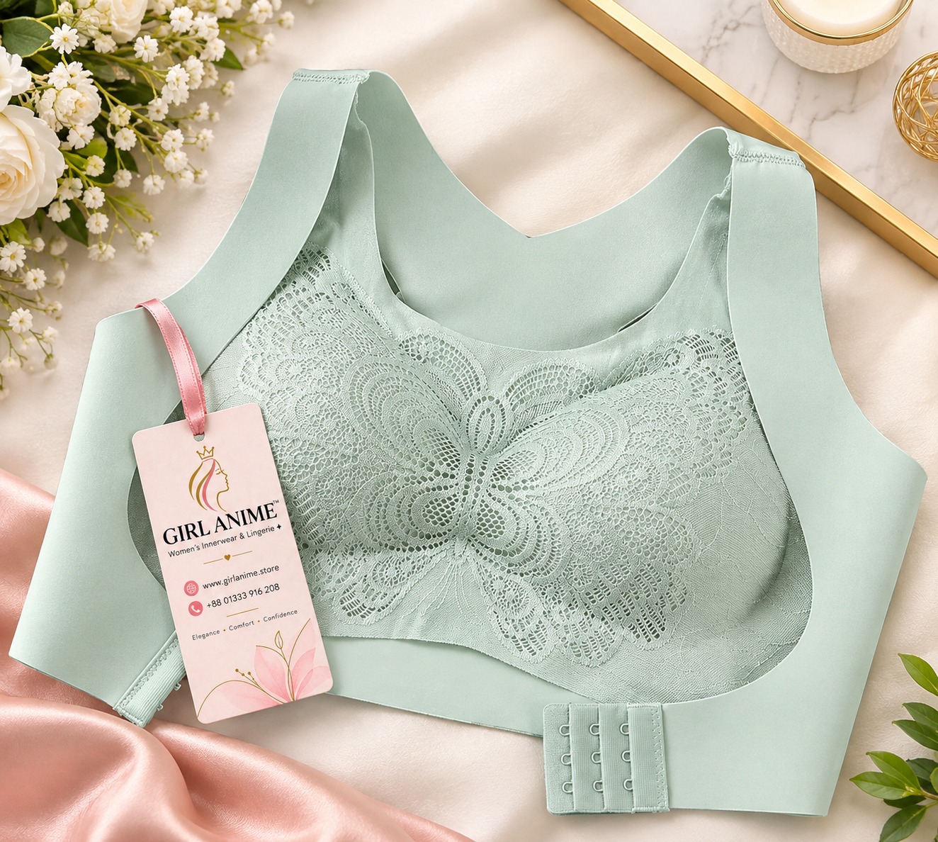 Mint Green Color Bra